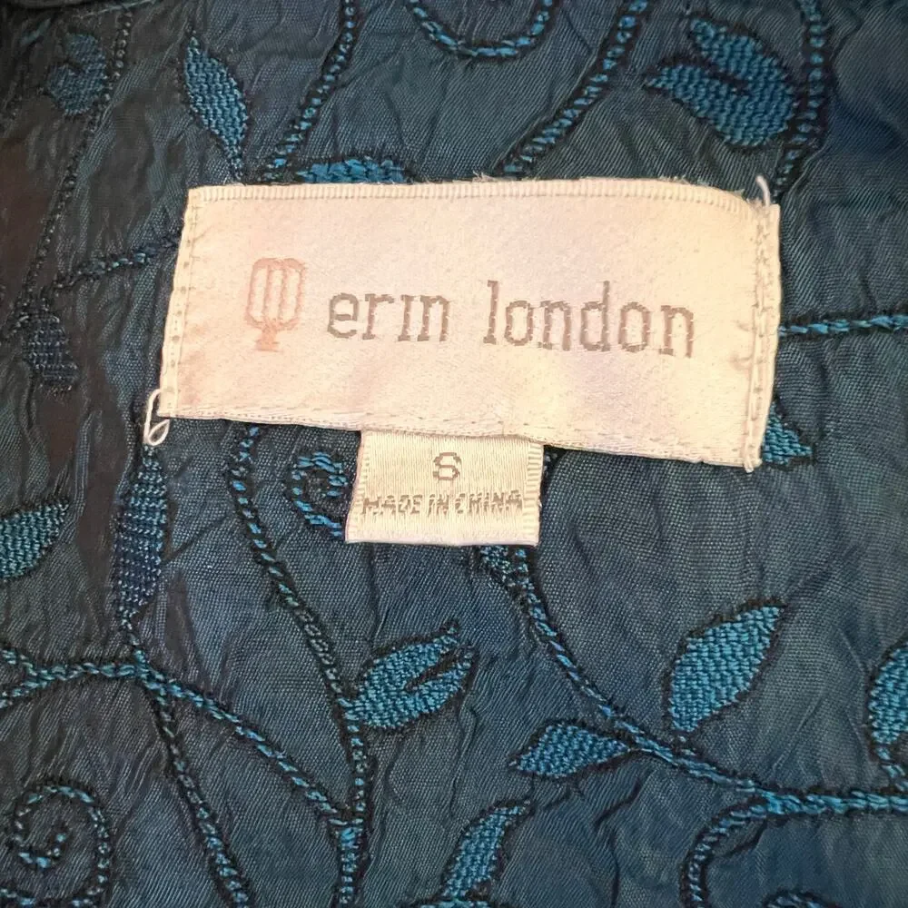 Vintage Erin London Blue Turquoise Blazer, Women's Size S